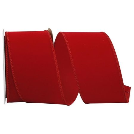 RELIANT RIBBON Reliant Ribbon 92270W-065-40F Value Velvet Wired Edge Ribbon - Red - 2.5 in. x 10 yards 92270W-065-40F